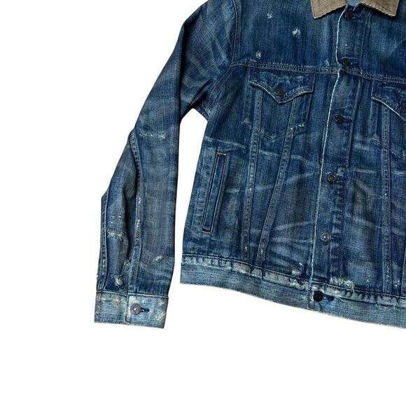 Y2K Polo Ralph Lauren Denim & Supply Distressed Trucker Jacket Large - Picture 4 of 12